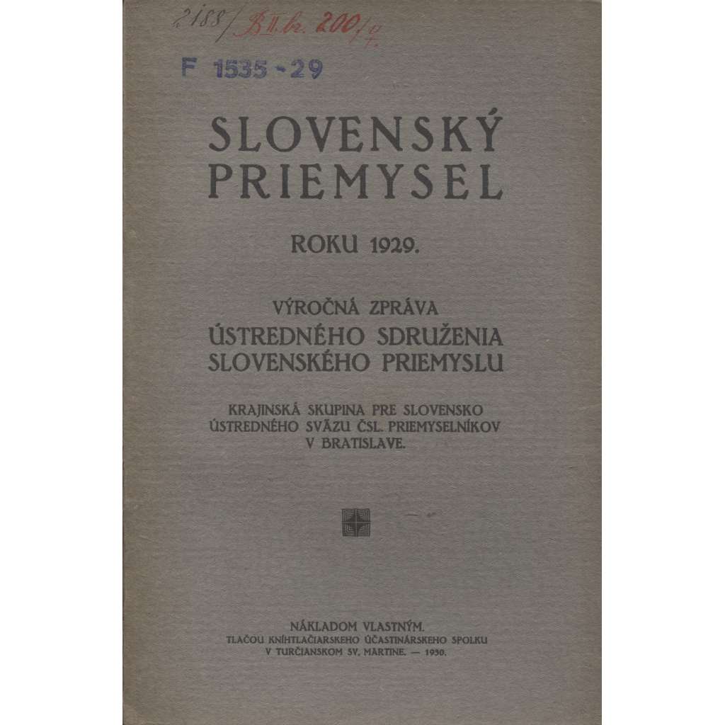 Slovenský priemysel roku 1929 (Slovenský průmysl, Slovensko)
