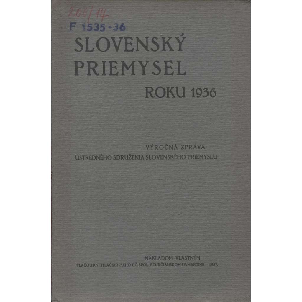 Slovenský priemysel roku 1936 (Slovenský průmysl, Slovensko)