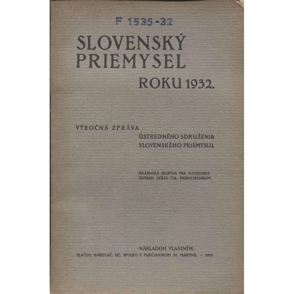 Slovenský priemysel roku 1932 (Slovenský průmysl, Slovensko)