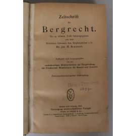 Zeitschrift für Bergrecht. 62. Jahrgang [Časopis pro báňské právo; hornictví, dějiny práva, právní věda, hornické právo, legislativa, zákoníky]