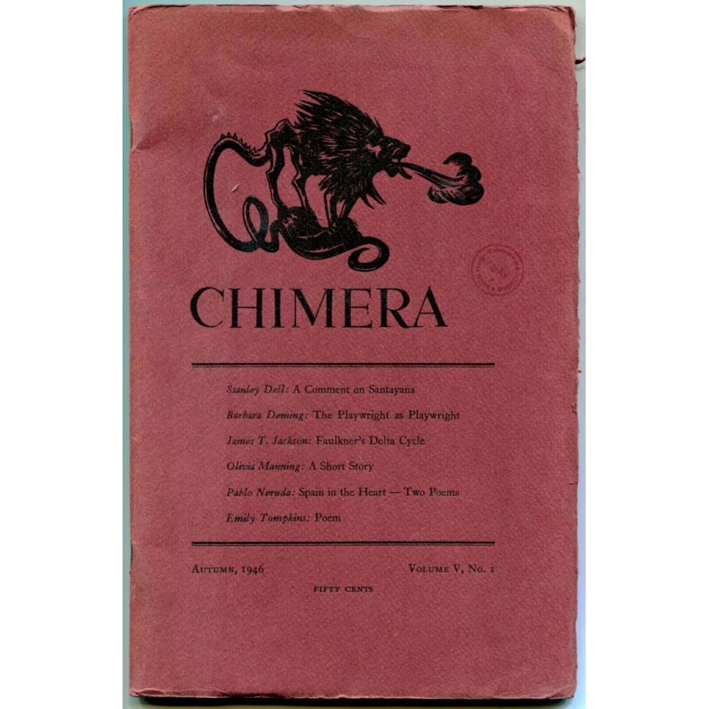 Chimera. A Litterary Quarterly. Volume V, No. 1, Autumn 1946 [literární časopisy, literární věda, literatura 40. let 20. století]