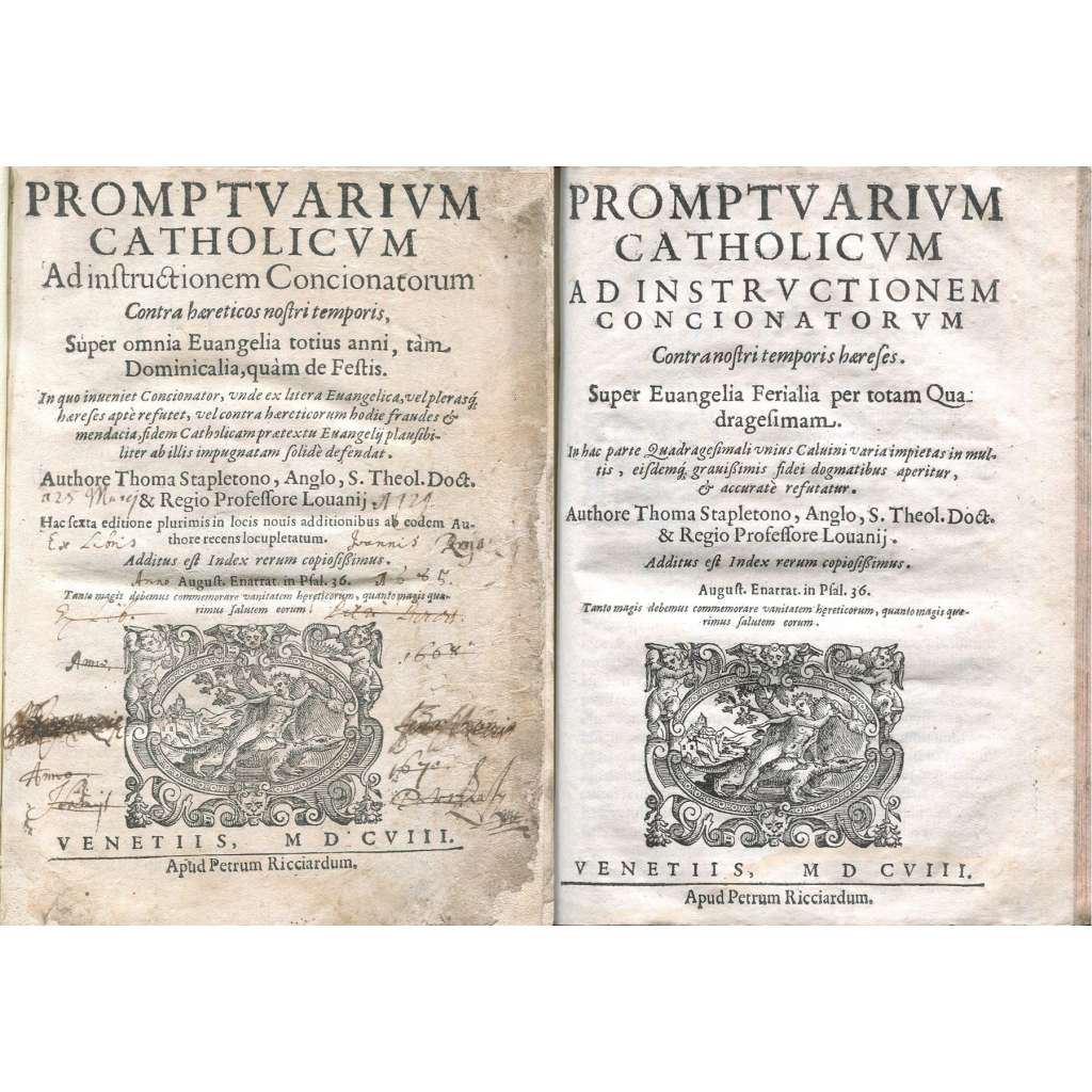 Promptuarium Catholicum Ad instructionem Concionatorum, 2 sv. [1608; teologie; homilie; staré tisky; 17. století]