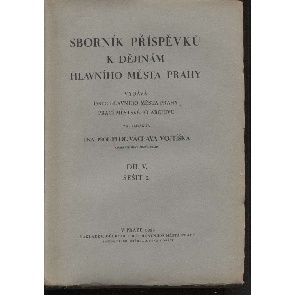 Sborník příspěvků k dějinám Hlavního města Prahy, díl V., sešit 2. (Praha)
