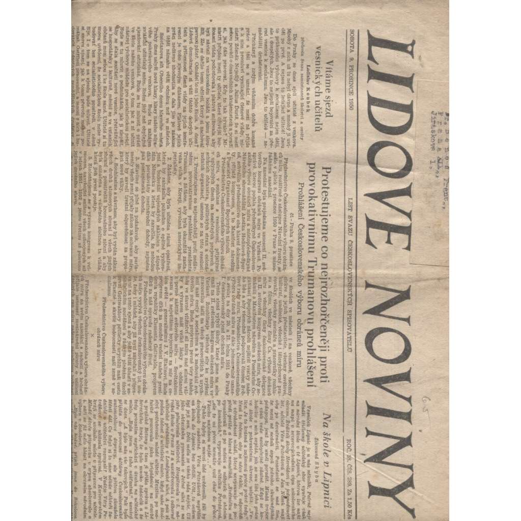 Lidové noviny (9. 12. 1950)