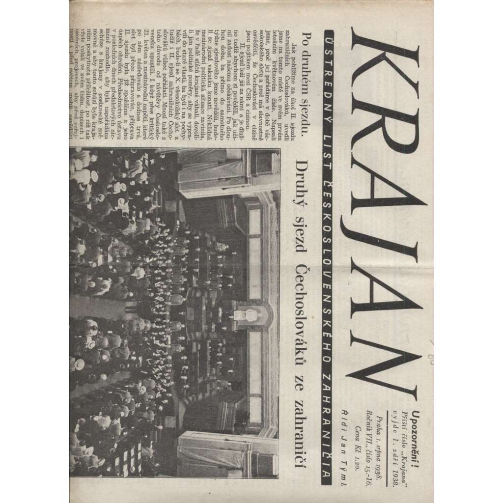 Krajan (noviny 1938, 1. republika)