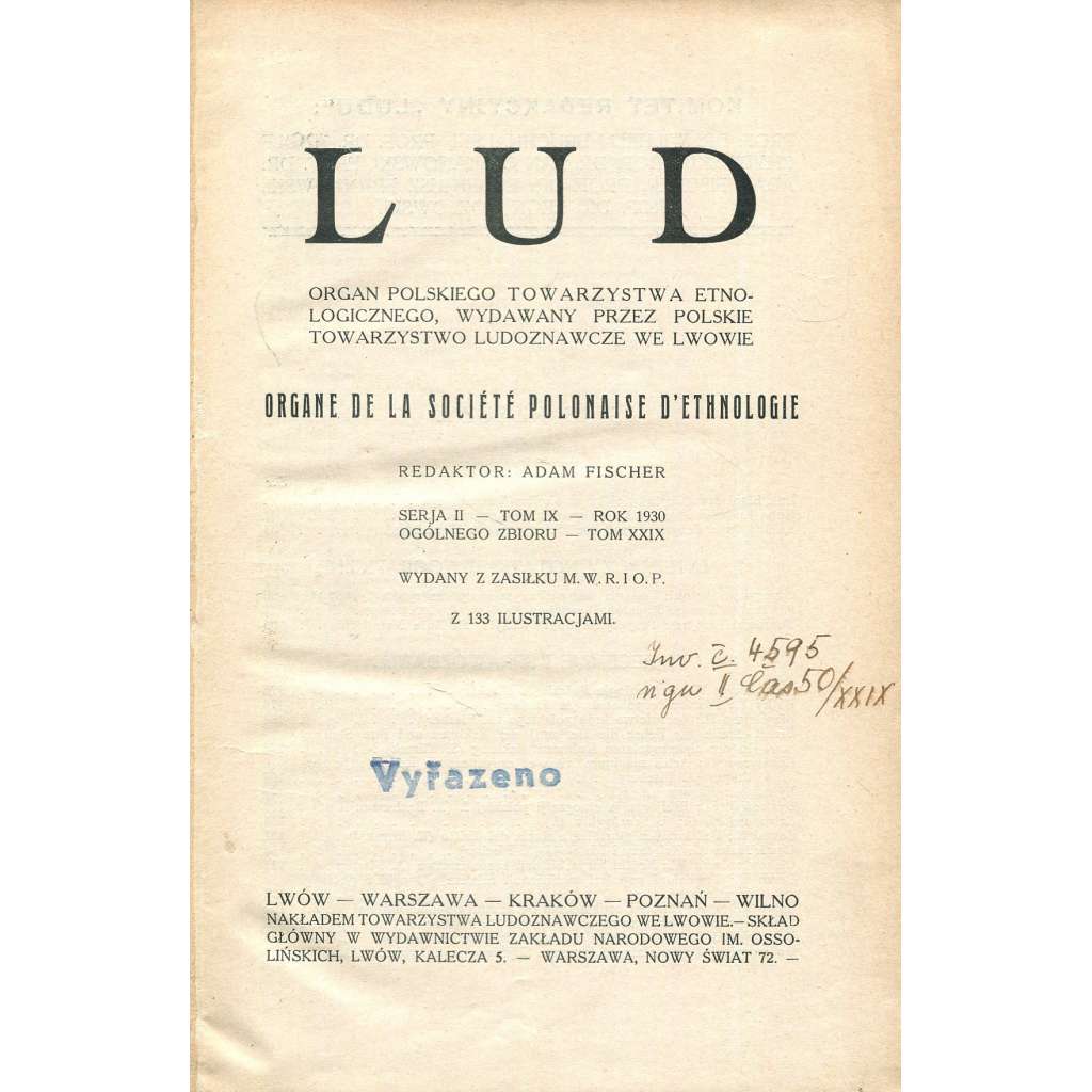 Lud, Serja II - Tom IX - Rok 1930 [řada 2, ročník 9, "Lid"; etnografie; etnologie; časopis; Polsko; Halič]