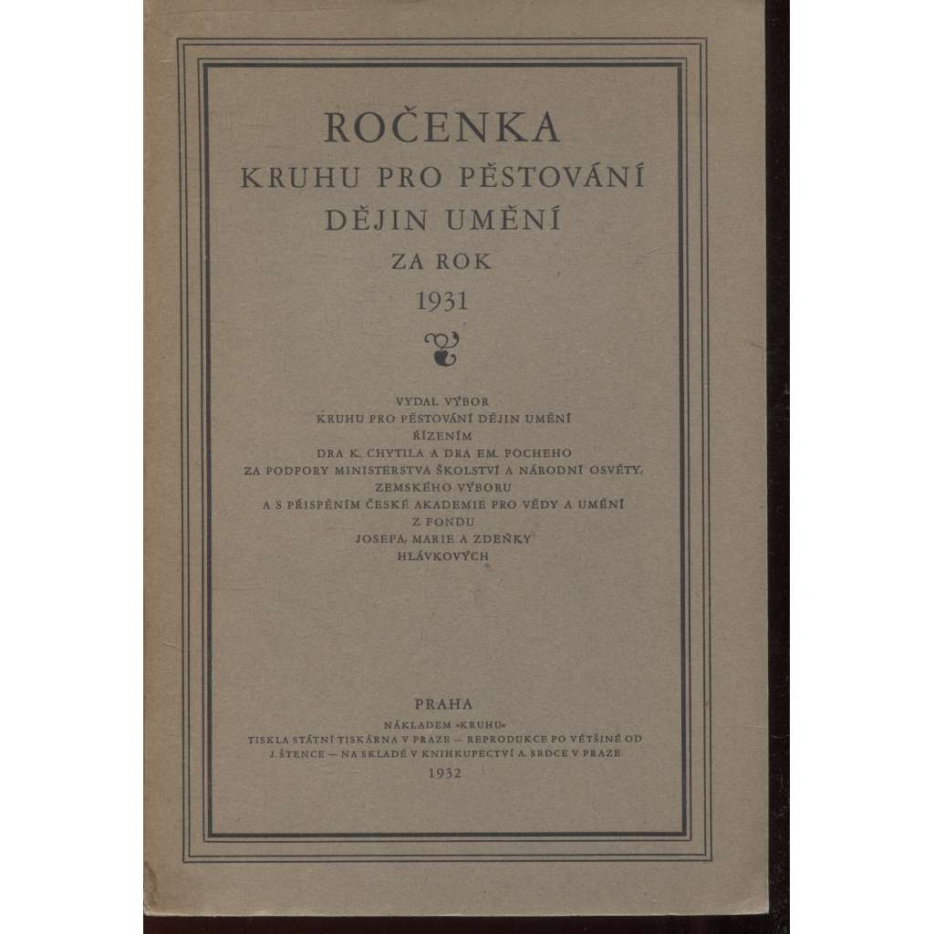 Ročenka Kruhu pro pěstování dějin umění za rok 1931