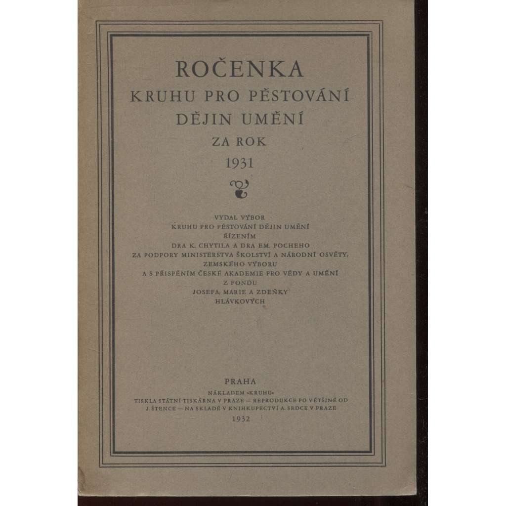 Ročenka Kruhu pro pěstování dějin umění za rok 1931