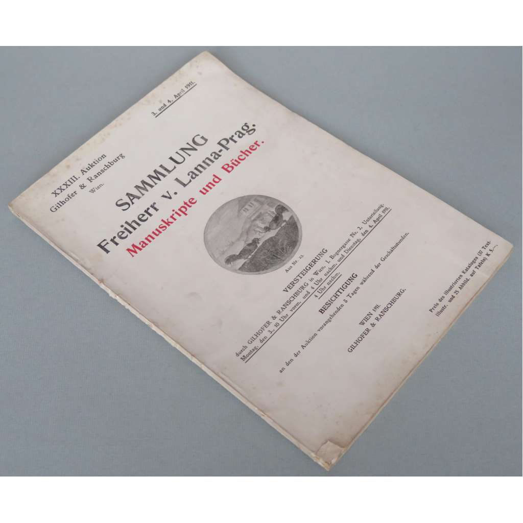 Katalog der Sammlung Baron Lanna-Prag [1911; aukční katalog; Vojtěch Lanna mladší; sbírka; umění; dřevoryty; knihy]
