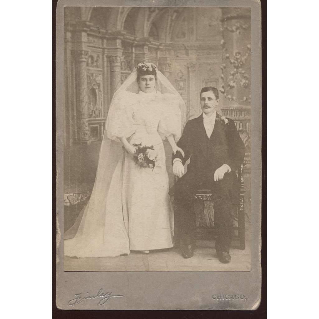 Stará fotografie - kabinetka (S. S. Finley, Chicago) - muž a žena - svatba