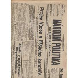 Národní politika (10.11.1939) - Protektorát, staré noviny (není kompletní)