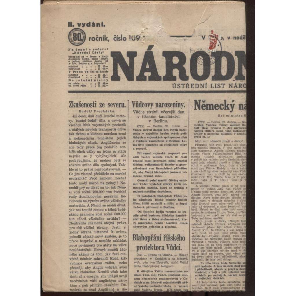 Národní listy (21.4.1910) - Protektorát, noviny