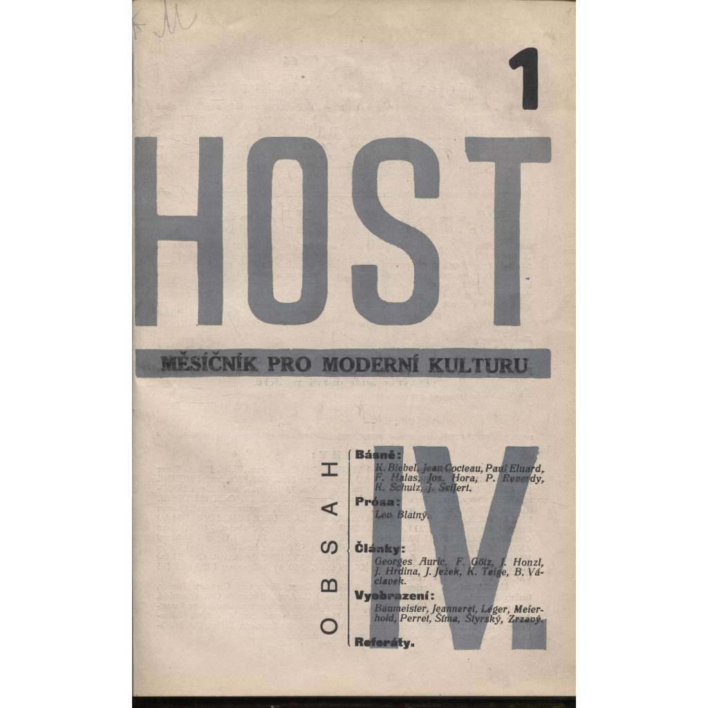 Host, ročník IV./1924/1925. Měsíčník pro moderní kulturu
