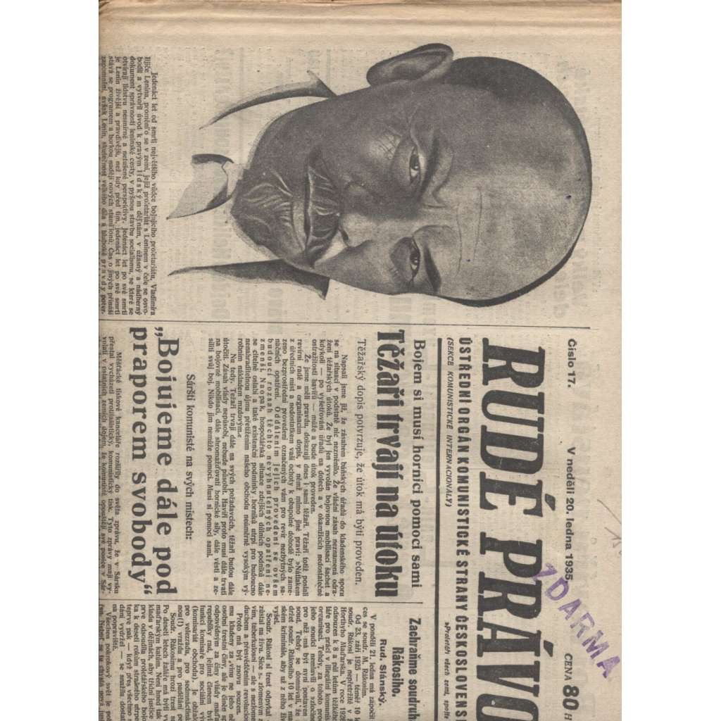 Rudé právo (20.1.1935) - 1. republika, staré noviny