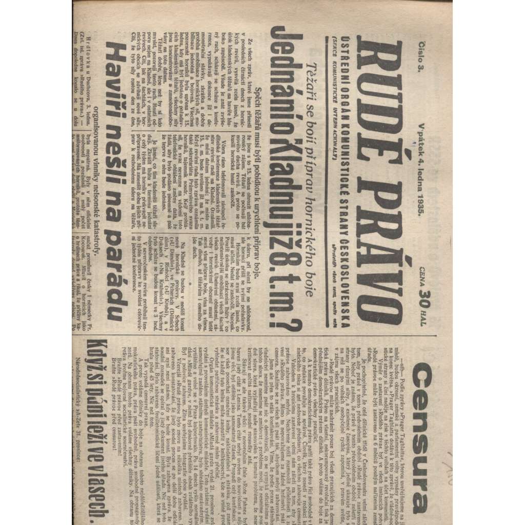 Rudé právo (4.1.1935) - 1. republika, staré noviny