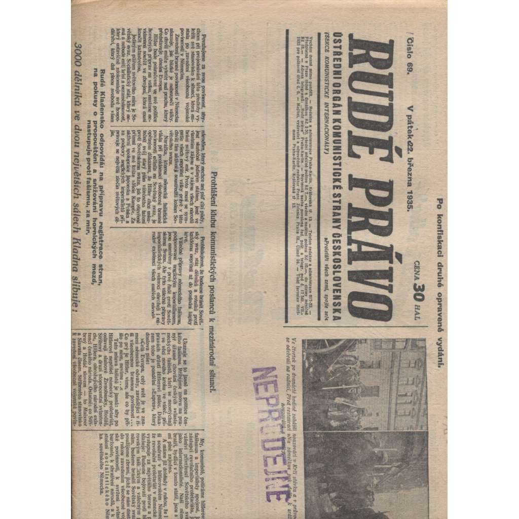 Rudé právo (22.3.1935) - 1. republika, staré noviny