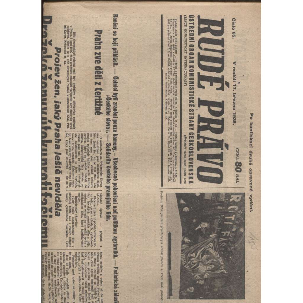 Rudé právo (17.3.1935) - 1. republika, staré noviny