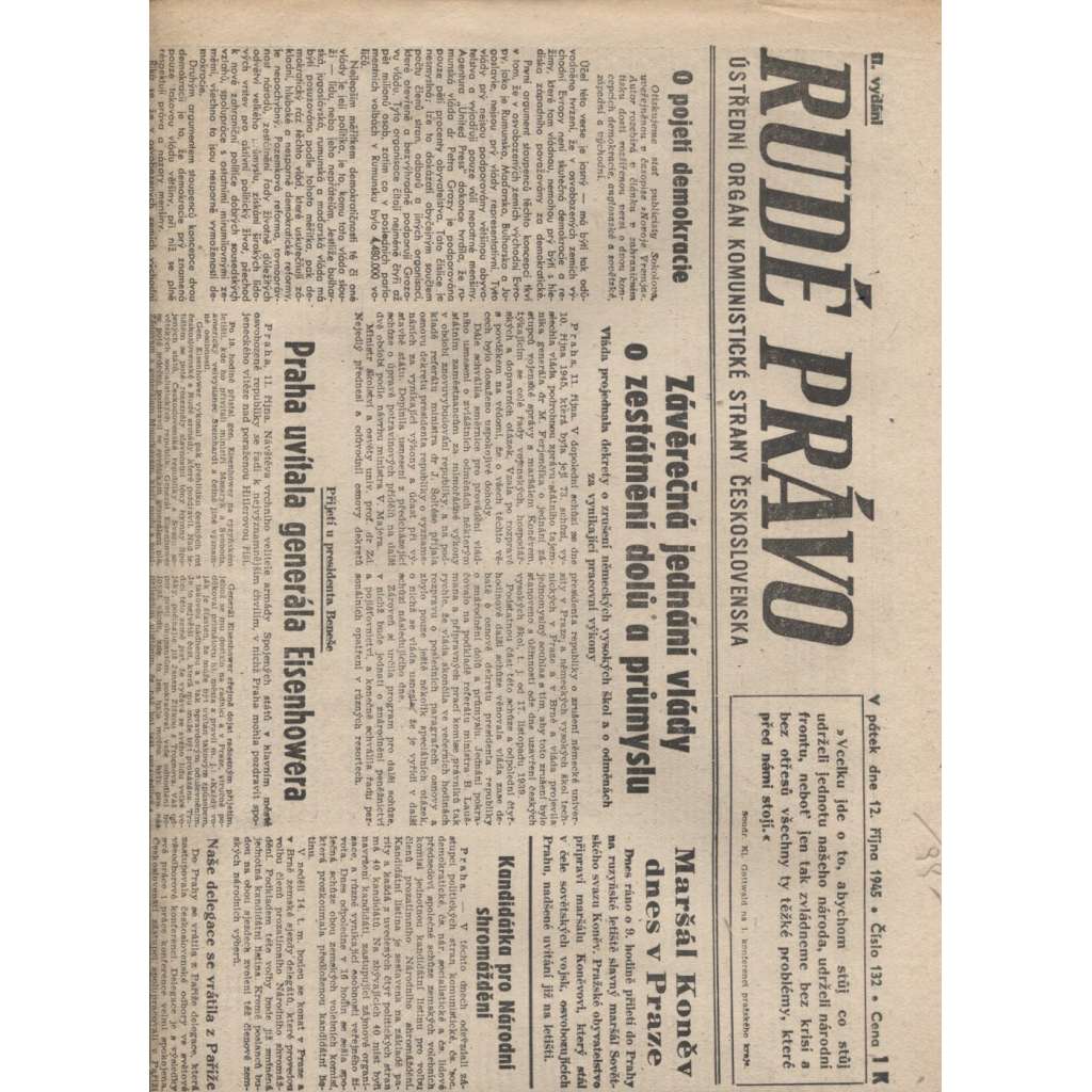 Rudé právo (12.10.1945) - staré noviny