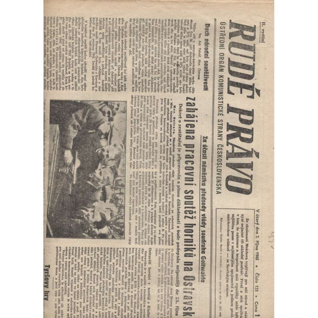 Rudé právo (2.10.1945) - staré noviny