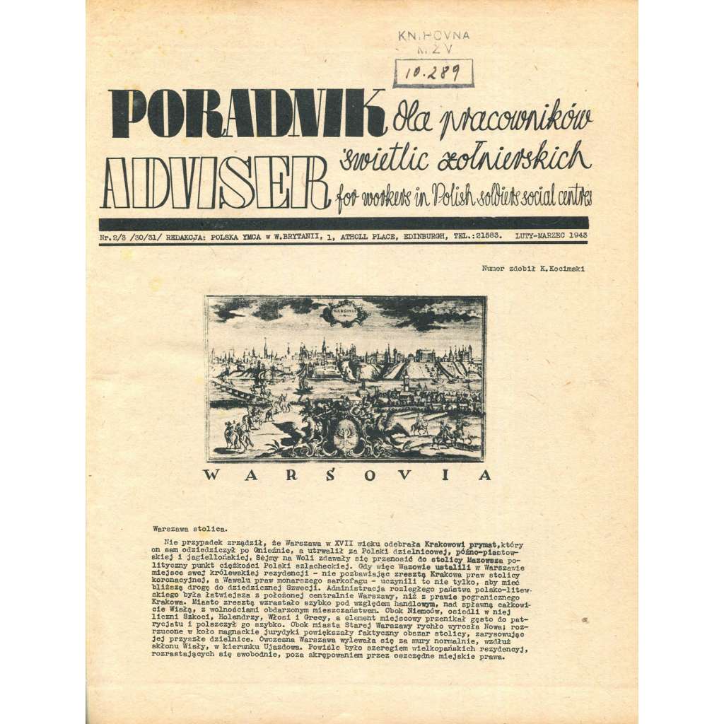 Poradnik świetlic dla pracowników żołnierskich, 1943 [Polsko; Anglie; exil; polská armáda; druhá světová válka]