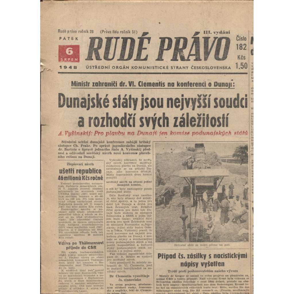 Rudé právo (6.8.1948) - staré noviny