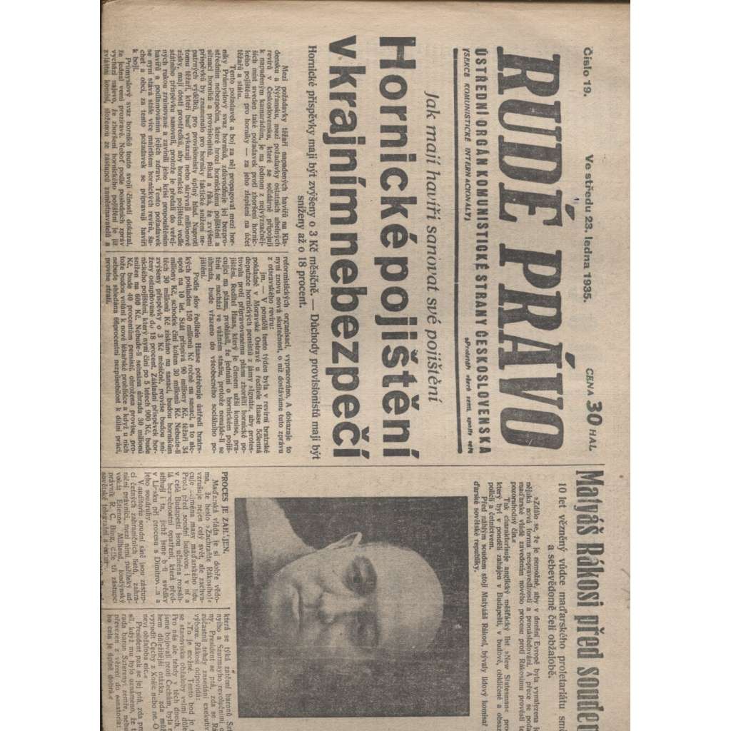 Rudé právo (23.1.1935) - 1. republika, staré noviny