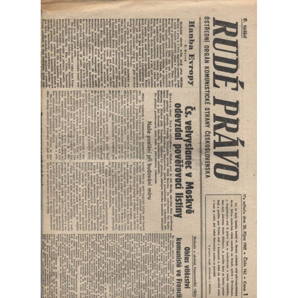 Rudé právo (24.10.1945)   - staré noviny