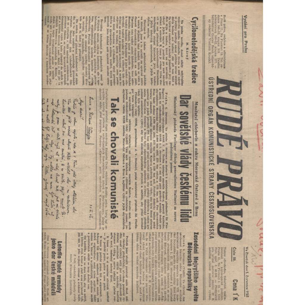 Rudé právo (5.7.1945) - staré noviny
