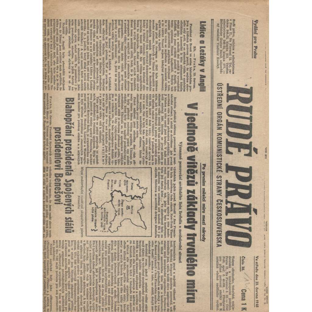 Rudé právo (20.6.1945) - staré noviny
