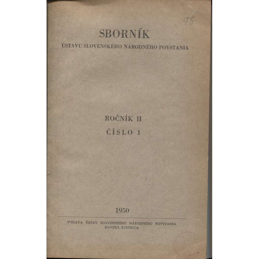 Sborník Ústavu Slovenského národného povstania, ročník II./1950 (Slovensko, text slovensky)