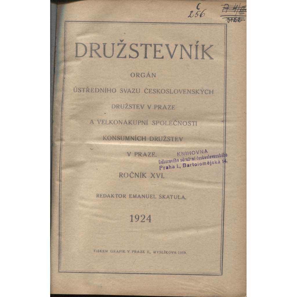 Družstevník, ročník XVI./1924 (družstvo, družstva)