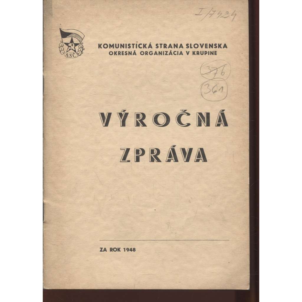 Výročná zpráva za rok 1948 (levicová literatura, komunistická literatura) - Slovensko, text slovensky