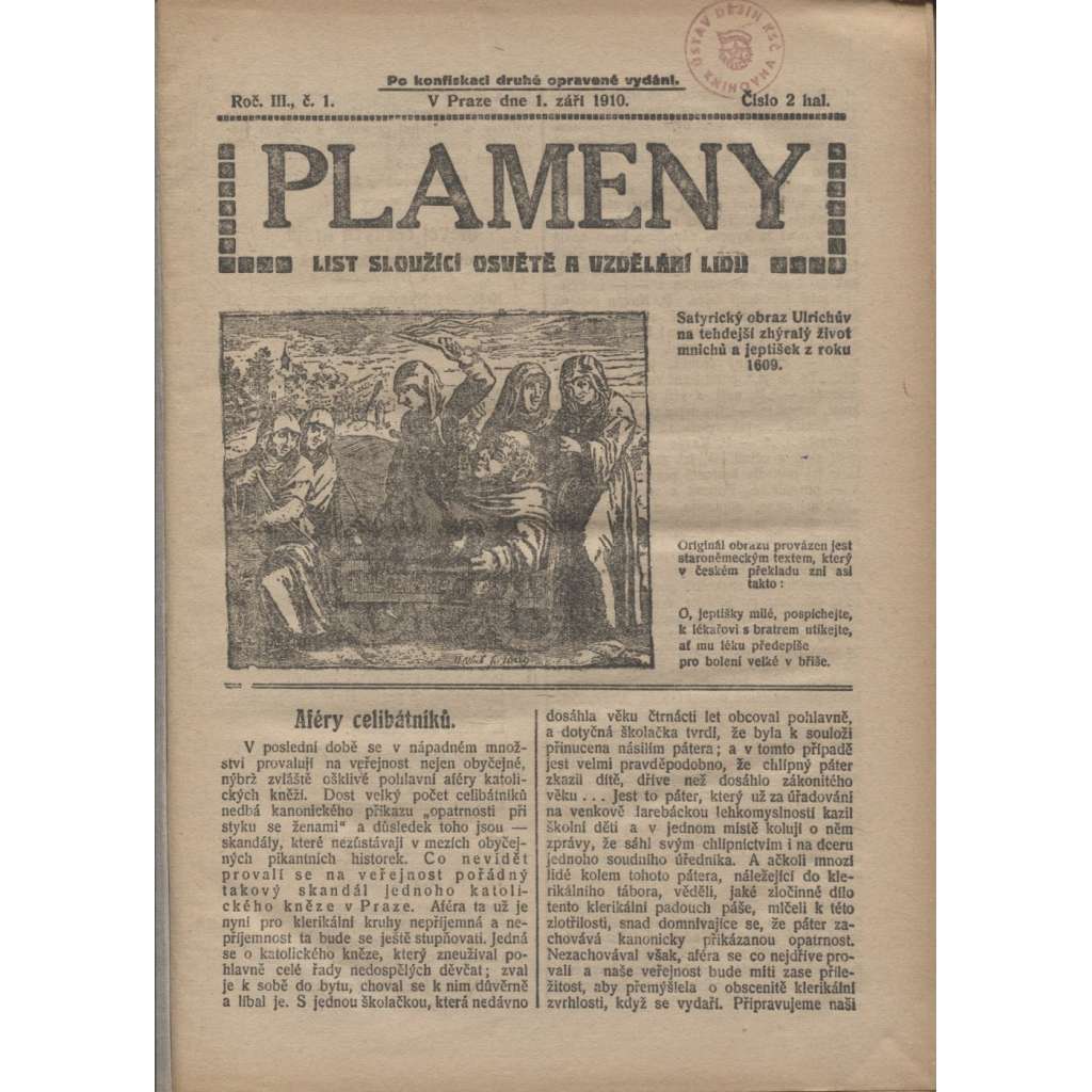 Plameny, ročník III./1910-1911  čísla 1.-26 (List sloužící osvětě a vzdělání lidu)