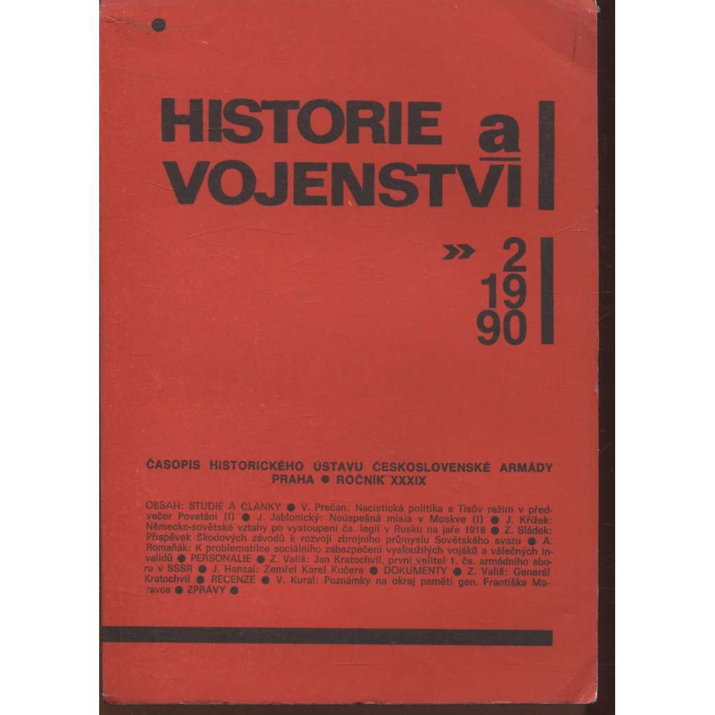Historie a vojenství 2/1990 (Časopis Historického ústavu Čs. armády v Praze)