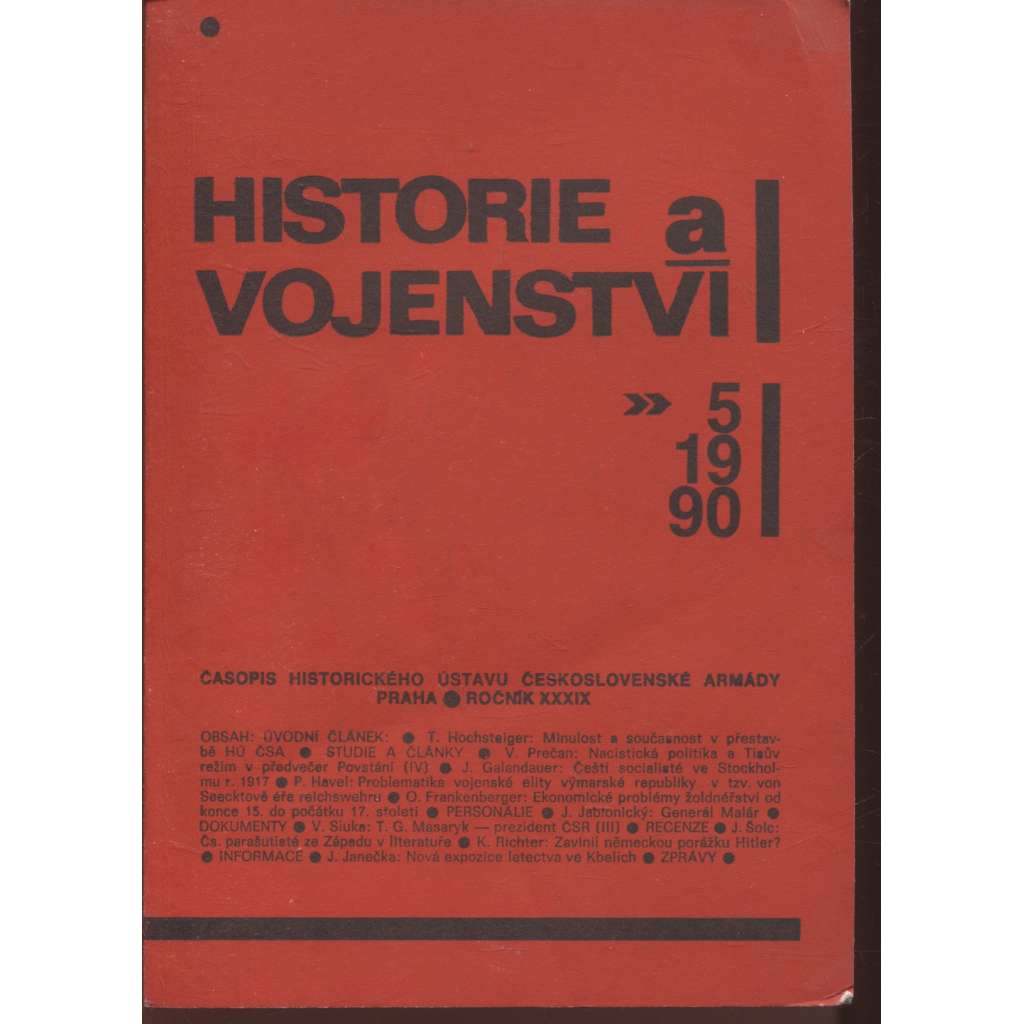Historie a vojenství 5/1990 (Časopis Historického ústavu Čs. armády v Praze)