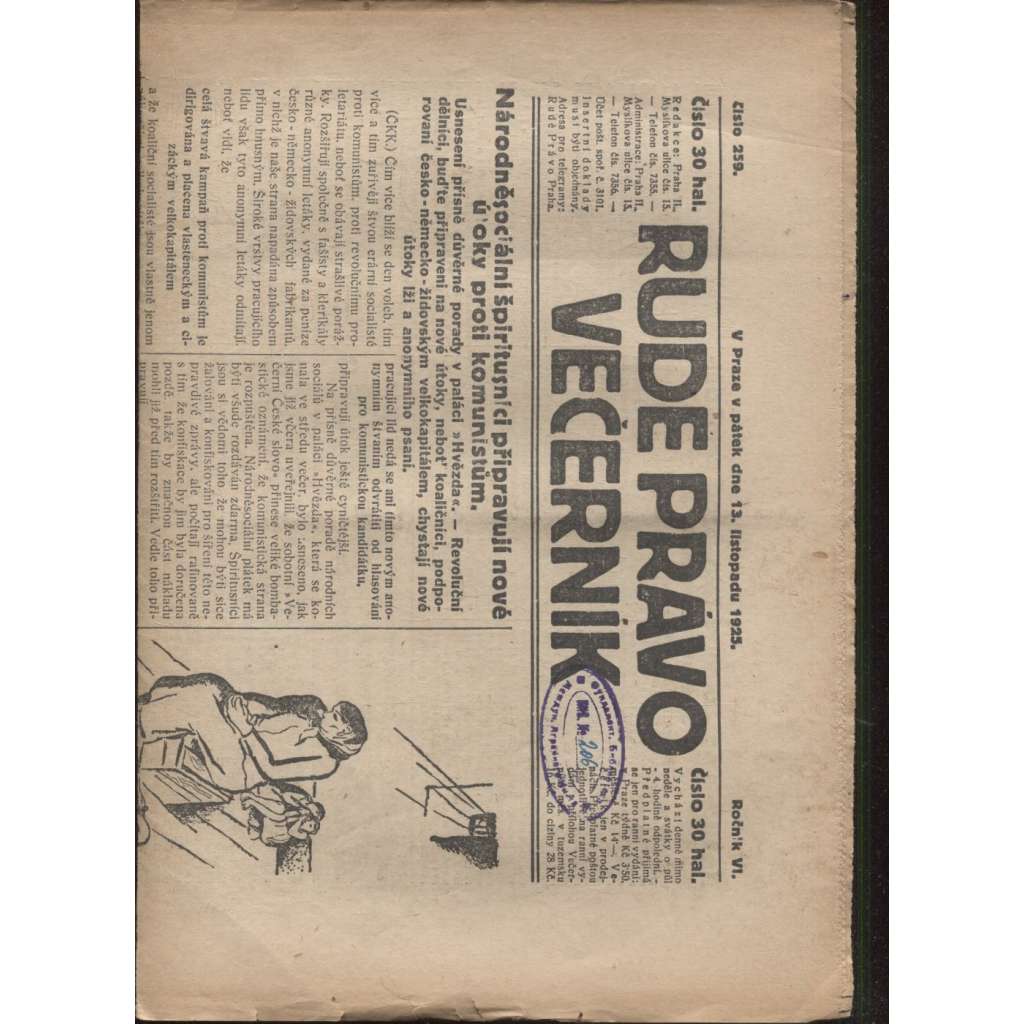 Rudé právo - večerník (13.11.1925) - 1. republika, staré noviny