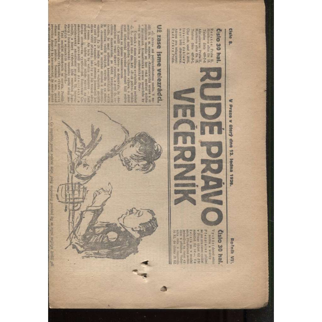 Rudé právo - večerník (12.1.1926) - 1. republika, staré noviny
