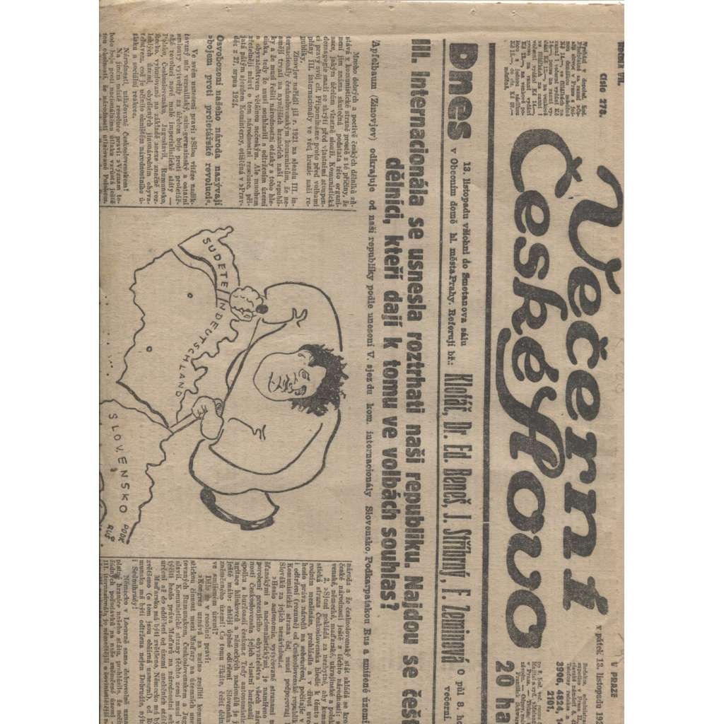 Večerní České slovo (13.11.1925) - 1. republika, staré noviny