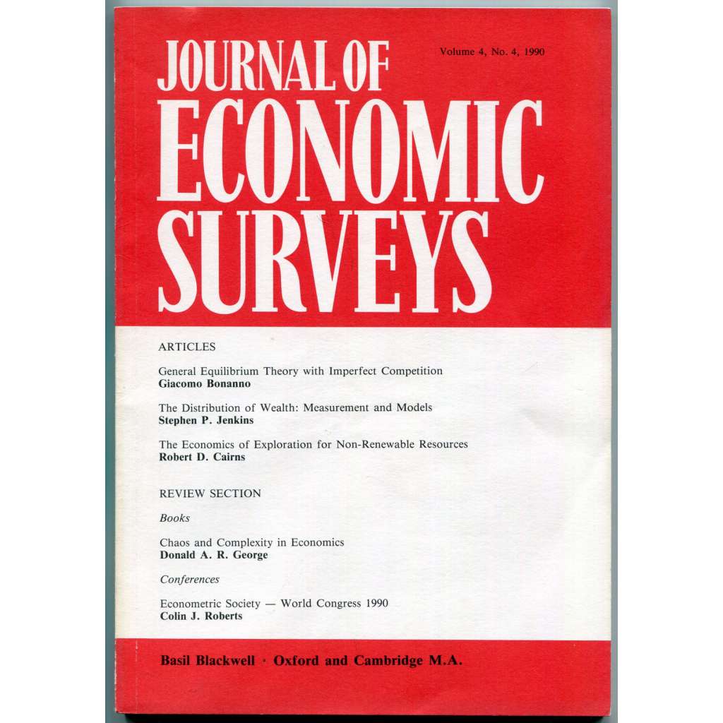 Journal of Economic Surveys, Volume 4, No. 4, 1990 [ekonomie, světová ekonomika, hospodářství, časopis]