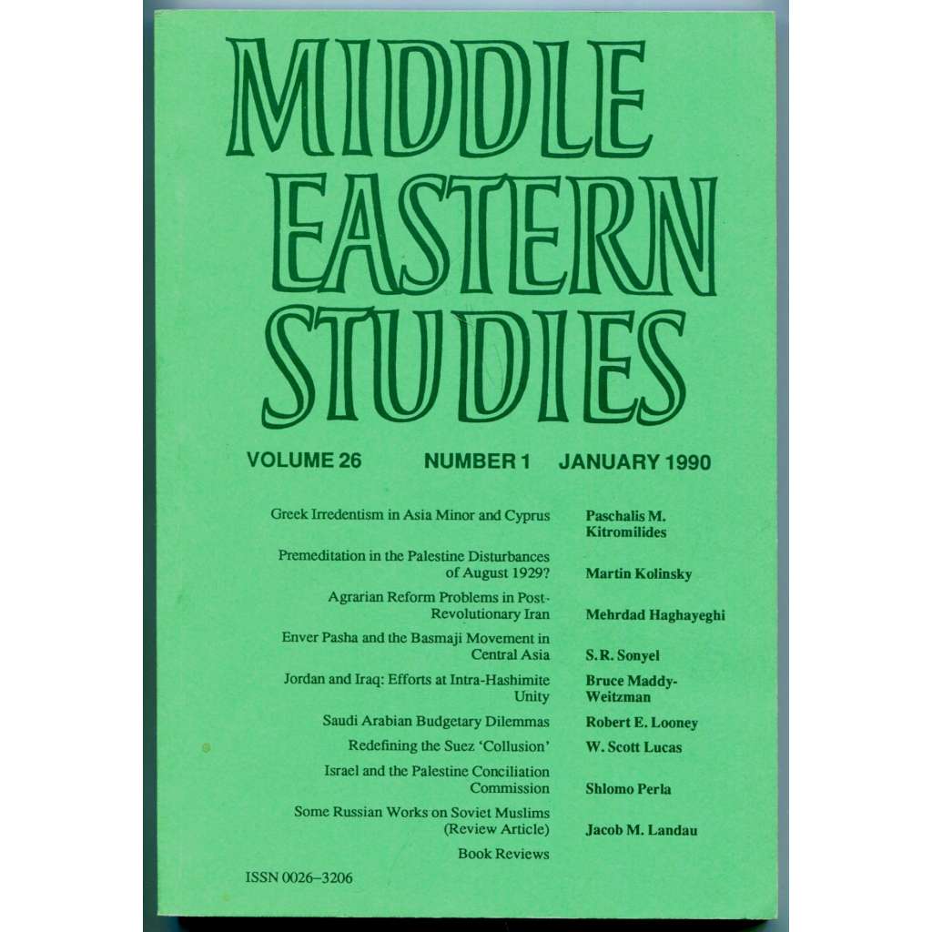 Middle Eastern Studies, Volume 26, Number 1, January 1990 [Blízký a Středí východ, blízkovýchodní studia, časopisy]