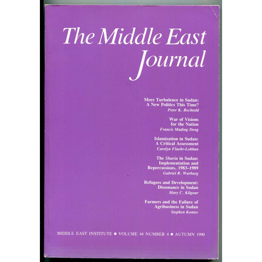 The Middle East Journal, Autumn 1990, Volume 44, Number 4 [Blízký a Střední východ, blízkovýchodní studia, časopisy]