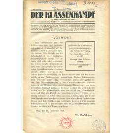 Der Klassenkampf in der Čechoslowakei, roč. 1, 1926-1927, č. 1-12 [sociální demokracie; Československo; odbory]