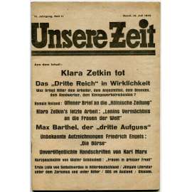 Unsere Zeit [Der rote Aufbau], roč. 6, 1933, č. 11 [komunismus; antifašismus; KPD; Německo; časopis; Klara Zetkin]