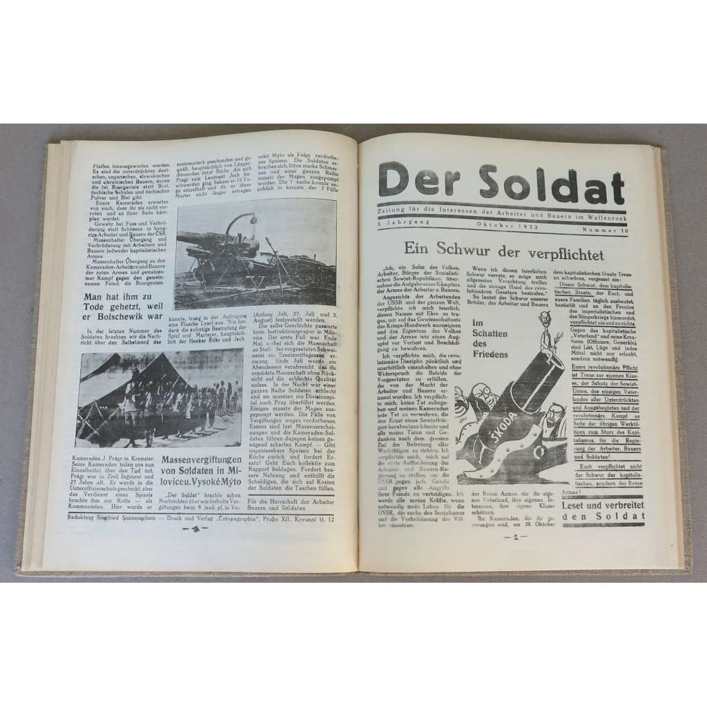 Rekrut, roč. 2, 1932; Der Soldat, roč. 3, 1932; roč. 4, 1932-1933 [KSČ; první republika; vojáci; armáda; Československo]