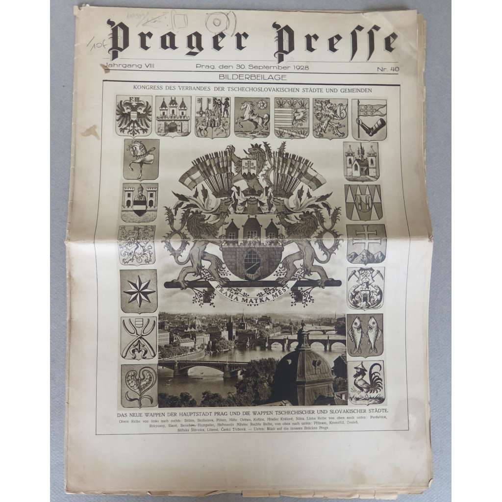 Prager Presse. Bilderbeilage, roč. 7, 1928, č. 40 [obrazová příloha; fotografie; Znojmo; Břeclav; Tábor; tisk Neubert]