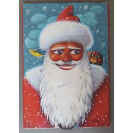 Santa Claus - vánoční pop-up scéna  [Štědrý večer, Vánoce, rozkládací prostorová scéna s vánoční tématikou, Vojtěch Kubašta - podpis]