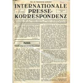 Internationale Presse-Korrespondenz, roč. 1, 1921 [Inprekorr; Kominterna; Komunistická internacionála; komunismus]