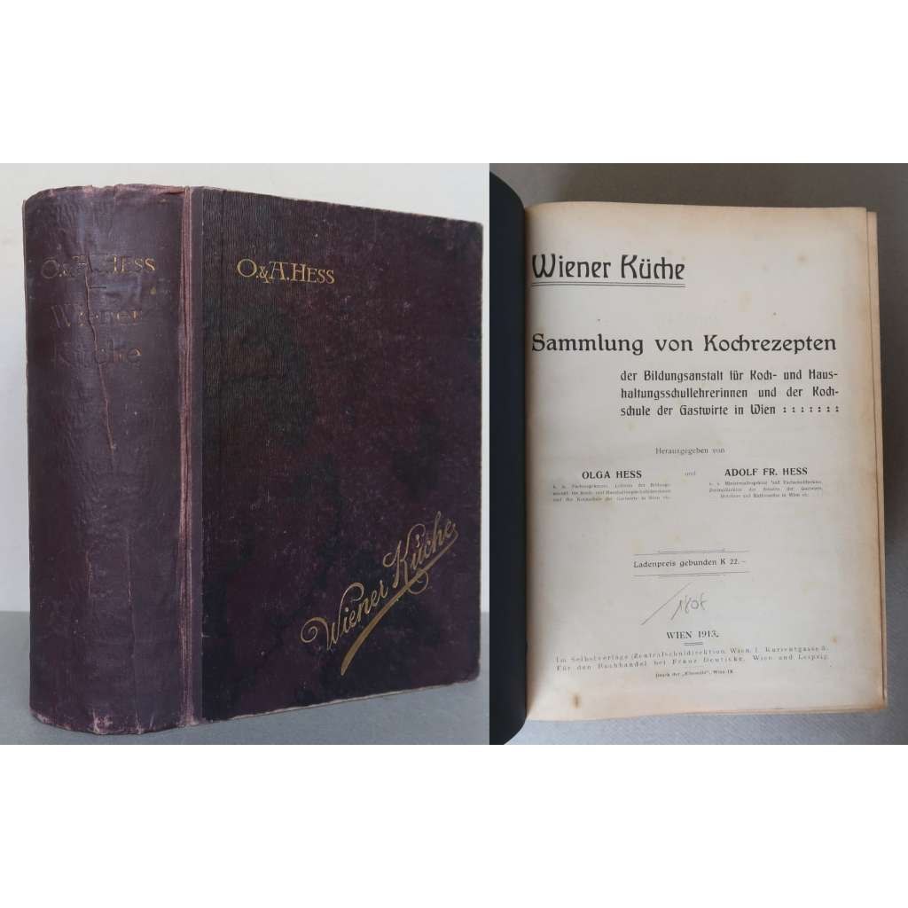 Wiener Küche: Sammlung von Kochrezepten der Bildungsanstalt für Koch- und Haushaultungsschullehrerinnen und der Kochschule der Gastwirte in Wien [kuchařka, vídeňská kuchyně, recepty z vídeňské odborné kuchařské školy, vaření]