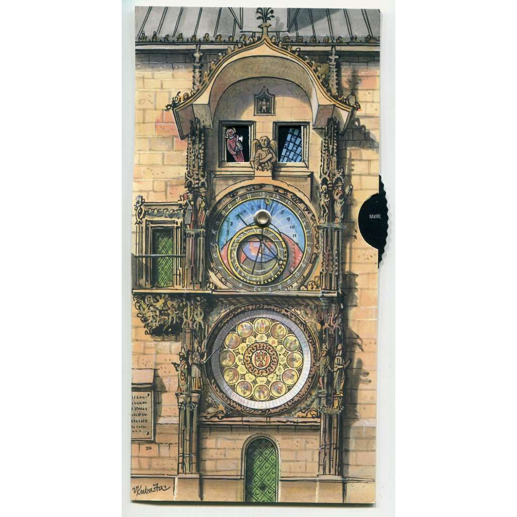 pohlednice Praha - Staroměstský orloj / postcard Prague - Astronomical Clock of Old Town Hall [pohlednice s pohyblivým prvkem, Vojtěch Kubašta]