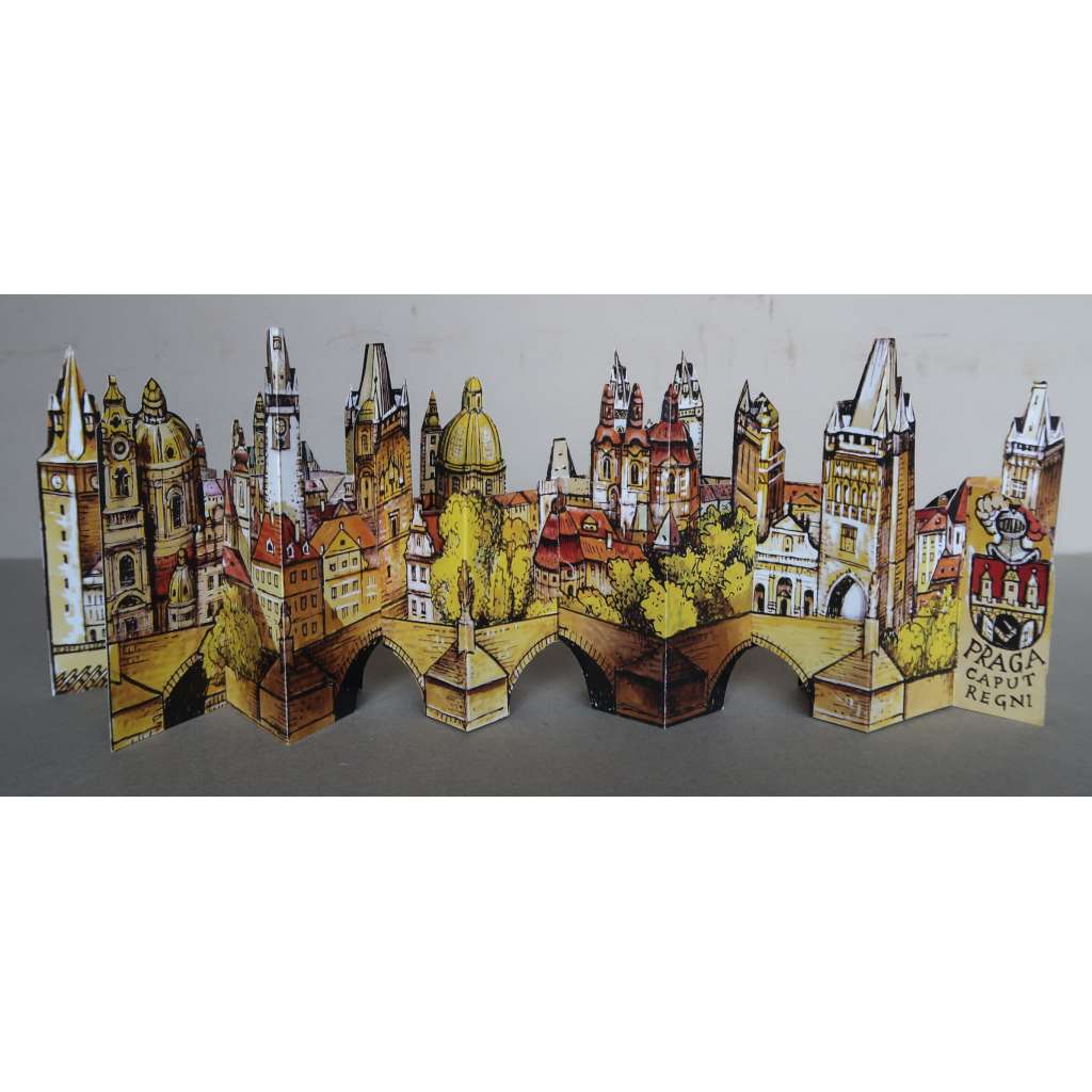 Praga caput regni - Praha a Karlův most - (trojrozměrné panorama, Malá Strana a Staré Město, Vojtěch Kubašta)